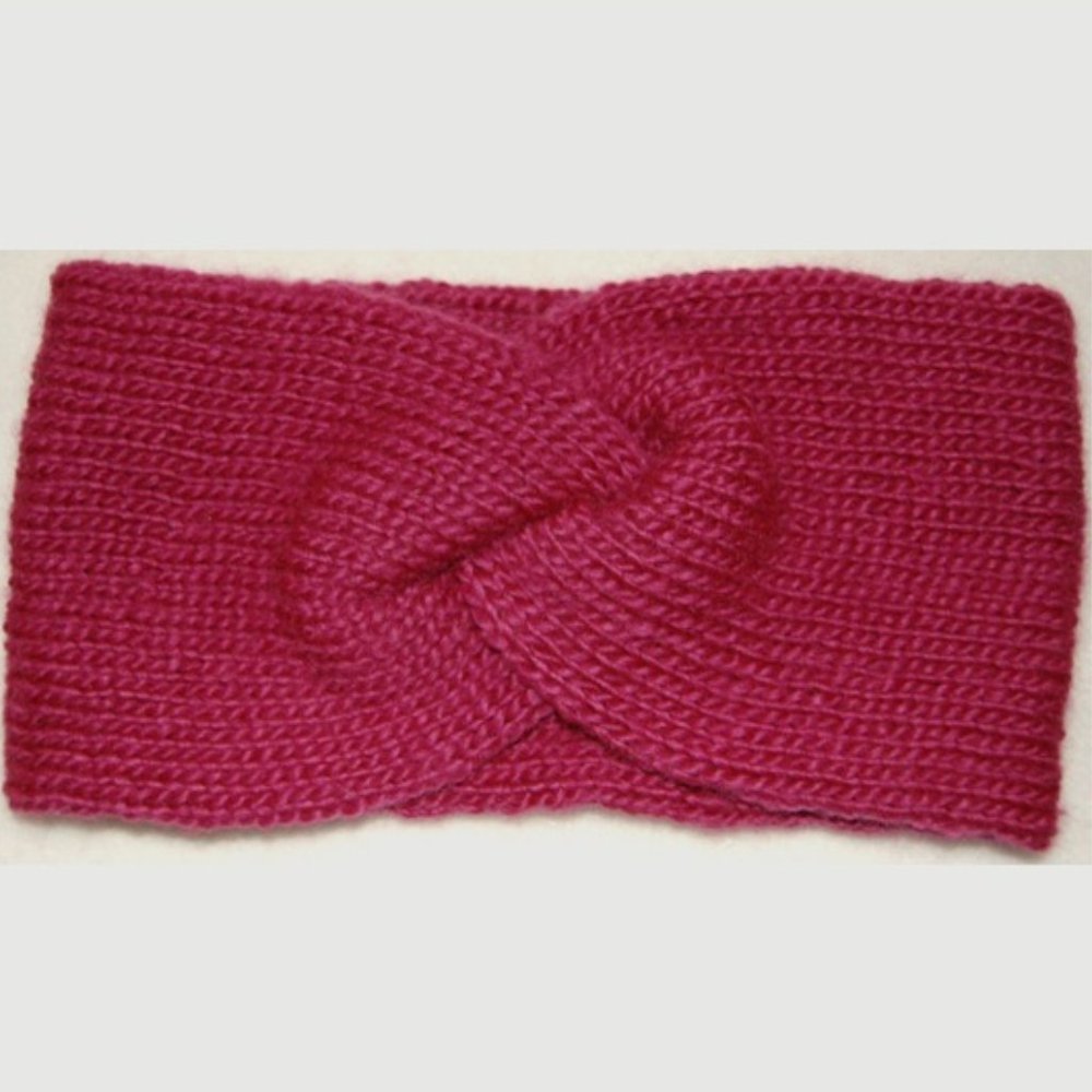 NEW Handmade Twist Headband, Double-Layer, Raspberry